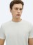 Ekru Düz Bisiklet Yaka T-Shirt 3