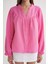 4733 Kadın Büzgü Robalı Uzun Kol Müslin Gömlek Pembe 5
