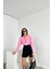 3864 Kadın Oversize Uzun Basic Gömlek Pembe 4