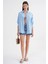 4670 Kadın Cepli Oversize Basic Keten Gömlek Bebe Mavi 2