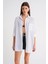 4053 Kadın Tek Cepli Oversize Basic Gömlek Beyaz 3