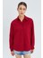 9942 Kadın Oxford Uzun Kol Basic Gömlek Bordo 2
