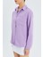 9942 Kadın Oxford Uzun Kol Basic Gömlek Lila 4