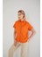 3950 Kadın Oxford Kısa Kollu Basic Gömlek Oranj 2
