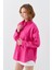 4621 Kadın Arkası Pileli Basic Gömlek Fuşya 3
