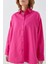 4621 Kadın Arkası Pileli Basic Gömlek Fuşya 4