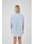4053 Kadın Tek Cepli Oversize Basic Gömlek Bebe Mavi 4