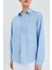 9942 Kadın Oxford Uzun Kol Basic Gömlek Bebe Mavi 4