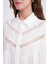 4680 Kadın Dantel Detaylı Oversize Keten Gömlek Beyaz 4