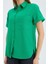 3950 Kadın Oxford Kısa Kollu Basic Gömlek Yeşil 4