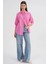 4670 Kadın Cepli Oversize Basic Keten Gömlek Pembe 2
