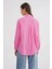 4670 Kadın Cepli Oversize Basic Keten Gömlek Pembe 5