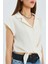 4555 Kadın Önü Bağlamalı Müslin Crop Gömlek Naturel 4