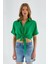 4230 Kadın Bağlamalı Yazlık Keten Gömlek Yeşil 1