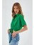 4230 Kadın Bağlamalı Yazlık Keten Gömlek Yeşil 2