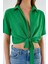 4230 Kadın Bağlamalı Yazlık Keten Gömlek Yeşil 4