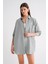 4053 Kadın Tek Cepli Oversize Basic Gömlek Mint 3