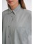 4053 Kadın Tek Cepli Oversize Basic Gömlek Mint 5