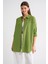 4053 Kadın Tek Cepli Oversize Basic Gömlek Fıstık Yeşili 5