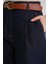 4693 Kadın Gold Kemerli Bermuda Denim Şort Lacivert 5