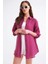 4667 Kadın Ince Oversize Modal Gömlek Bordo 3