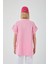 3967 Kadın Apoletli Kısa Kol Oversize Gömlek Şeker Pembe 4