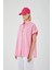 3967 Kadın Apoletli Kısa Kol Oversize Gömlek Şeker Pembe 5