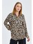 4106 Leopar Desen Saten Gömlek Bej 3
