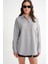3833 Kadın Oversize Cepli Müslin Gömlek Gri 3