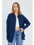 3833 Kadın Oversize Cepli Müslin Gömlek Lacivert 1