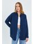 3833 Kadın Oversize Cepli Müslin Gömlek Lacivert 3