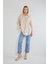 4053 Kadın Tek Cepli Oversize Basic Gömlek Taş 4