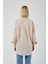 4053 Kadın Tek Cepli Oversize Basic Gömlek Taş 5