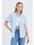 3950 Kadın Oxford Kısa Kollu Basic Gömlek Bebe Mavi 1