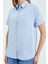 3950 Kadın Oxford Kısa Kollu Basic Gömlek Bebe Mavi 4