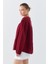 4563 Kadın Yakası Bağlamalı Kolu Lastikli Bol Müslin Gömlek Bordo 5