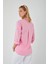 4162 Kadın Uzun Basıc Gömlek Şeker Pembe 3