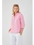 4162 Kadın Uzun Basıc Gömlek Şeker Pembe 4