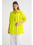 4053 Kadın Tek Cepli Oversize Basic Gömlek Olive 1