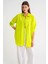 4053 Kadın Tek Cepli Oversize Basic Gömlek Olive 4