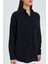 3833 Kadın Oversize Cepli Müslin Gömlek Siyah 4