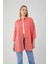 4053 Kadın Tek Cepli Oversize Basic Gömlek Nar 1