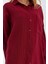 3833 Kadın Oversize Cepli Müslin Gömlek Bordo 4