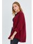 3833 Kadın Oversize Cepli Müslin Gömlek Bordo 5