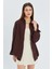 3833 Kadın Oversize Cepli Müslin Gömlek Kahve 3