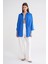 4053 Kadın Tek Cepli Oversize Basic Gömlek Mavi 2