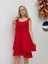 VL1207 Kolsuz Vual Mini Elbise Kırmızı 1