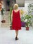 VL1207 Kolsuz Vual Mini Elbise Kırmızı 4