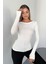 Kadın Prenses Kayık Yaka Basic Uzun Kollu Parmak Geçmeli Modal Kumaş Body Bluz 5