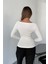 Kadın Prenses Kayık Yaka Basic Uzun Kollu Parmak Geçmeli Modal Kumaş Body Bluz 8